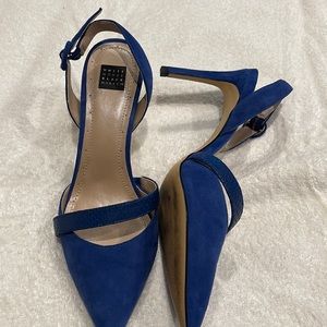 Almost new blue suede sling back pumps